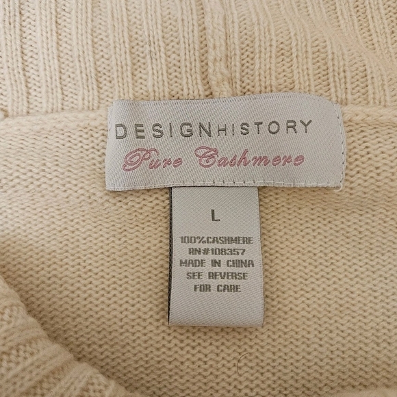Design History Pure Cashmere Cowl Neck Tunic Sweater Womens L Cream - Picture 5 of 7